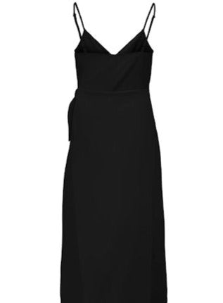 Jane Satin Wrap Dress Black