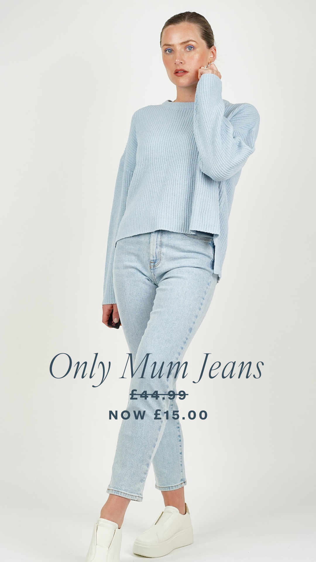 Only Mum Jeans Sewn Edge Blue 32