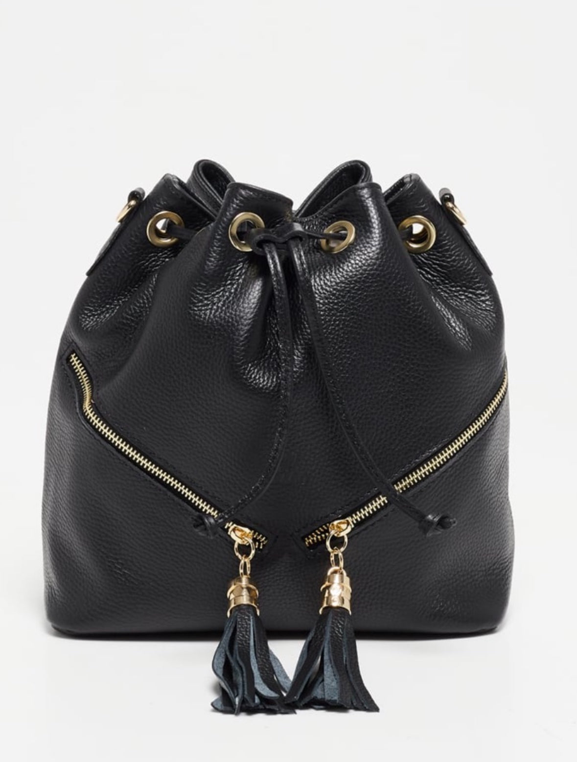 Draw String Tassel Bag Black