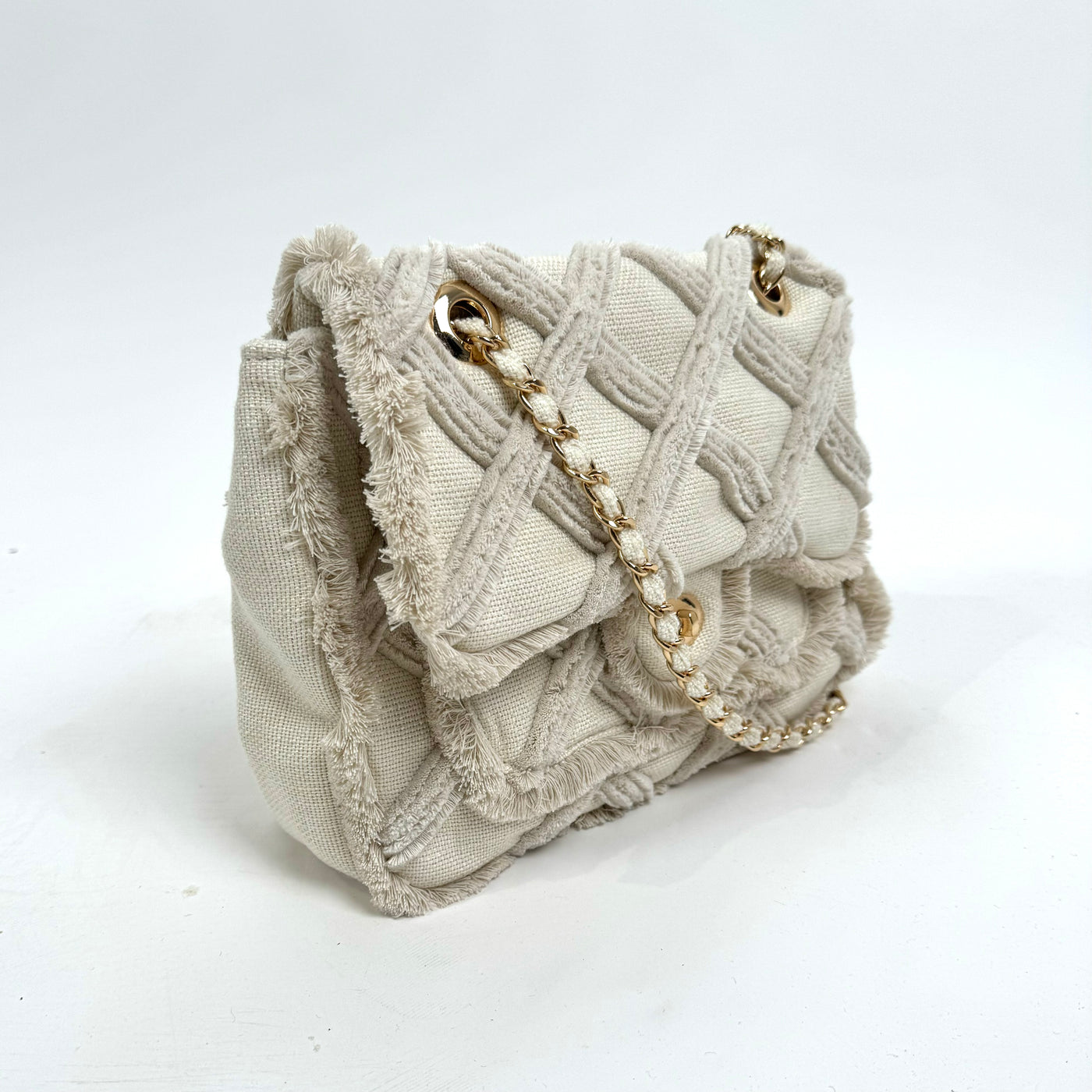 Quilted Denim Bag White