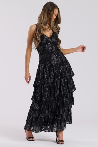 Mimi Ruffle Strappy Dress Black