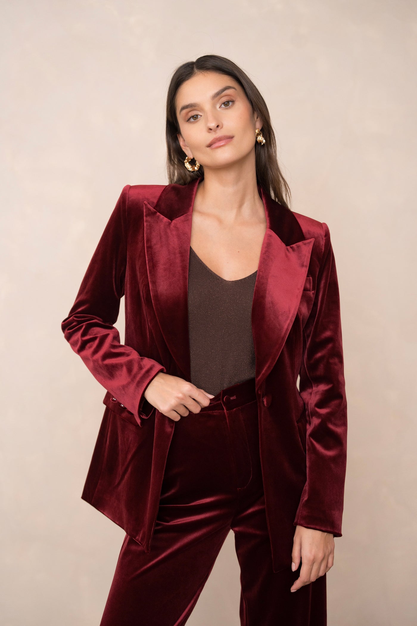 Velvet Blazer Claret