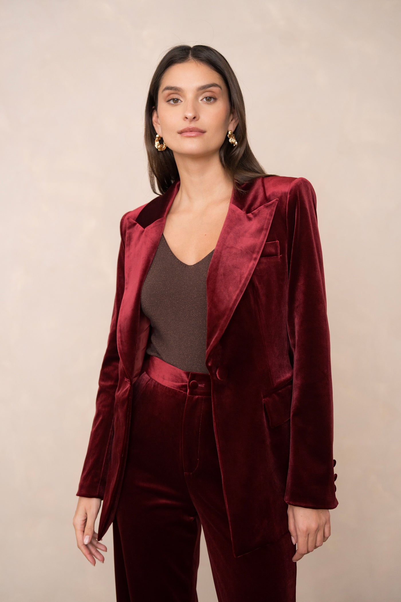 Velvet Blazer Claret