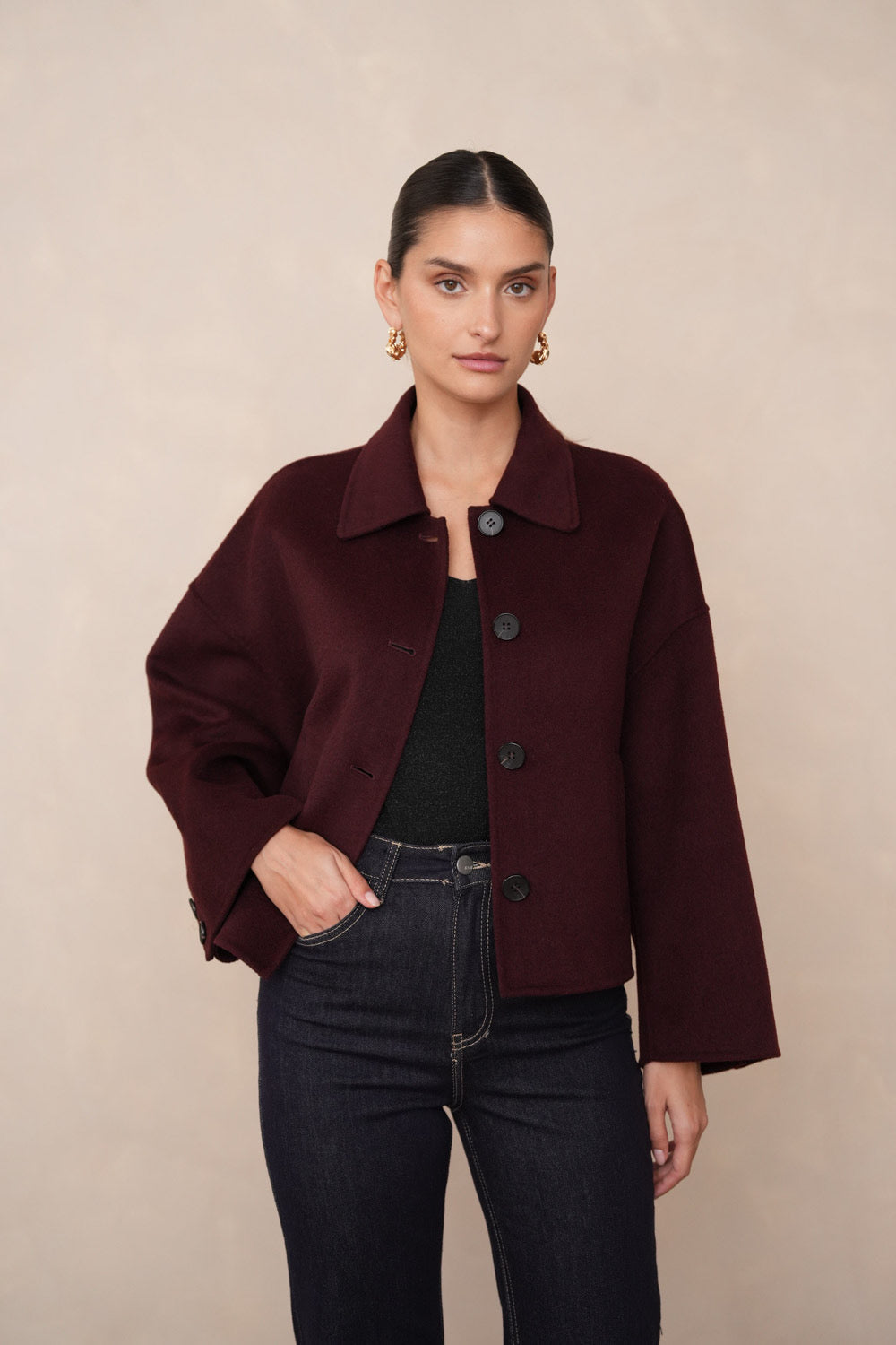 Double Fronted Jacket Burgundy