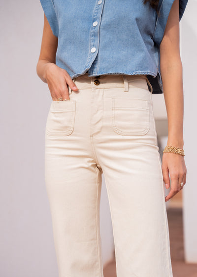 Oraje Pocket Front Jeans White
