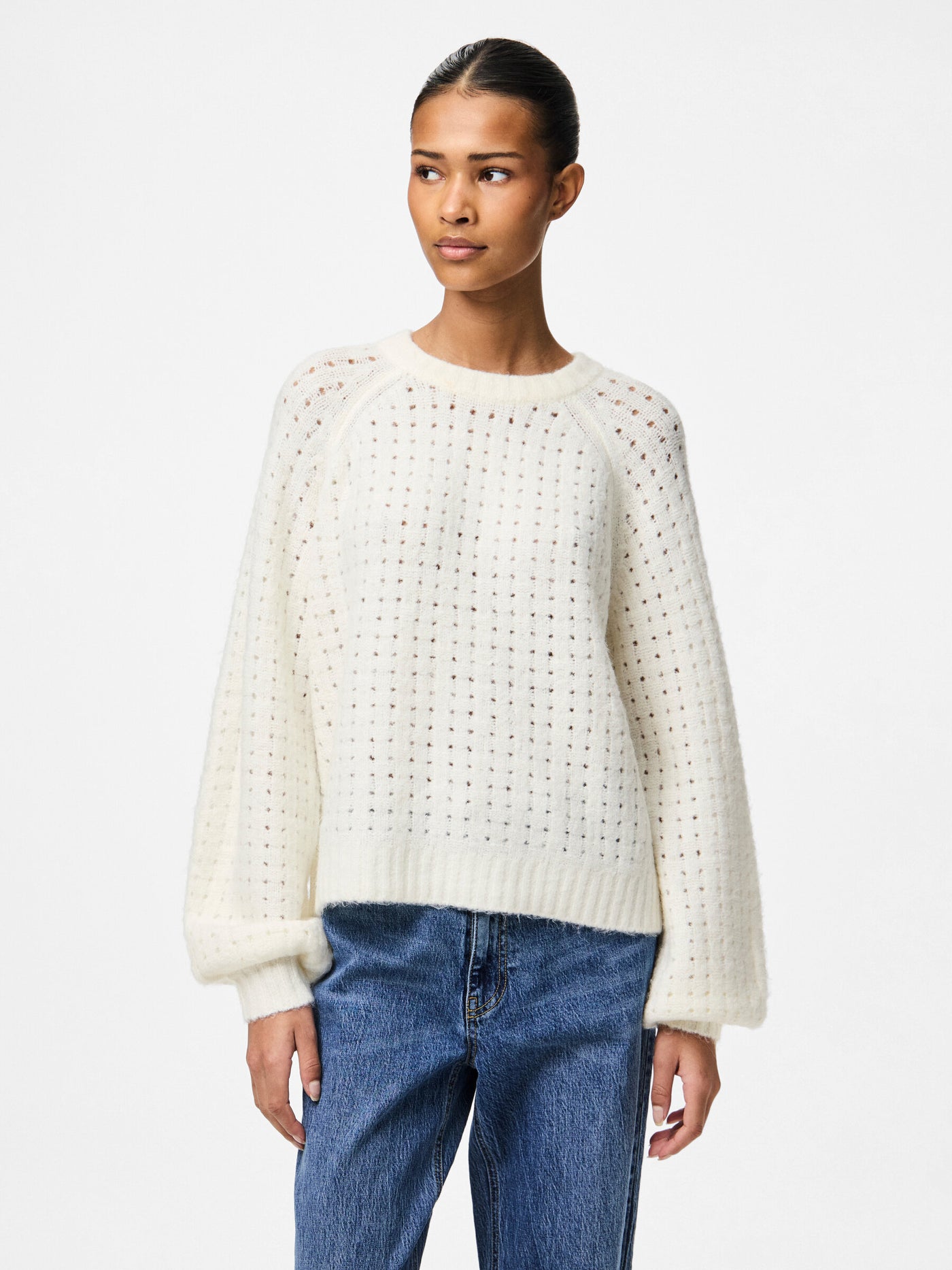 Basket Weave Jumper White