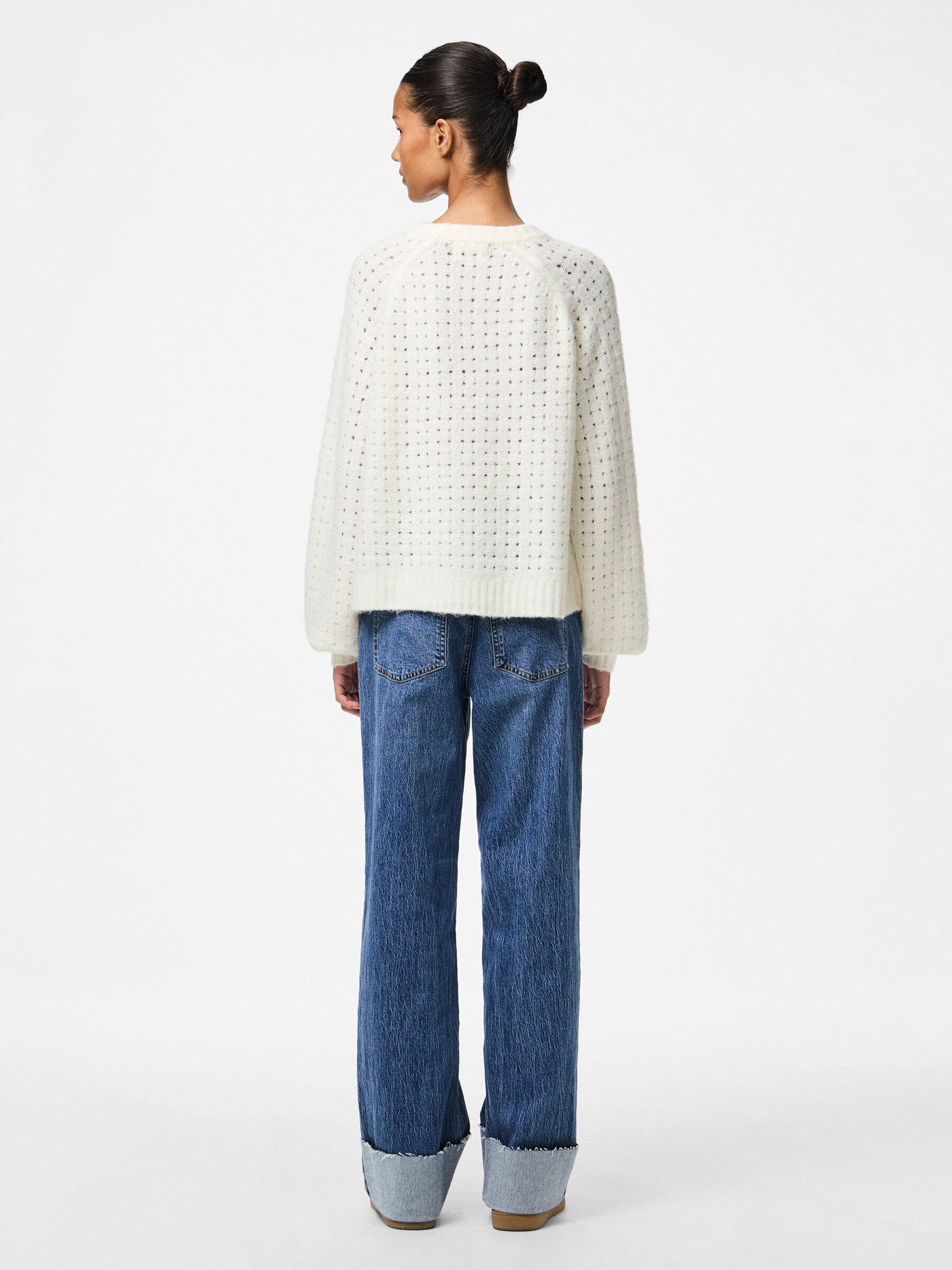 Basket Weave Jumper White