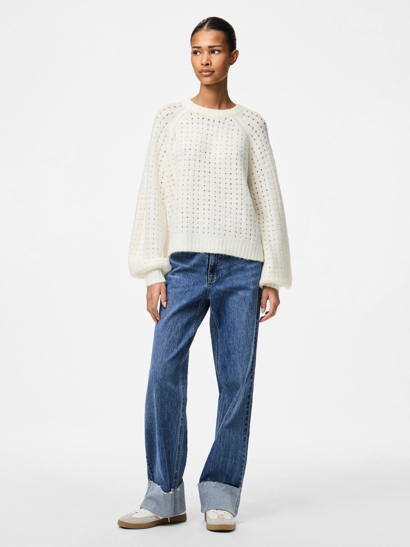 Basket Weave Jumper White