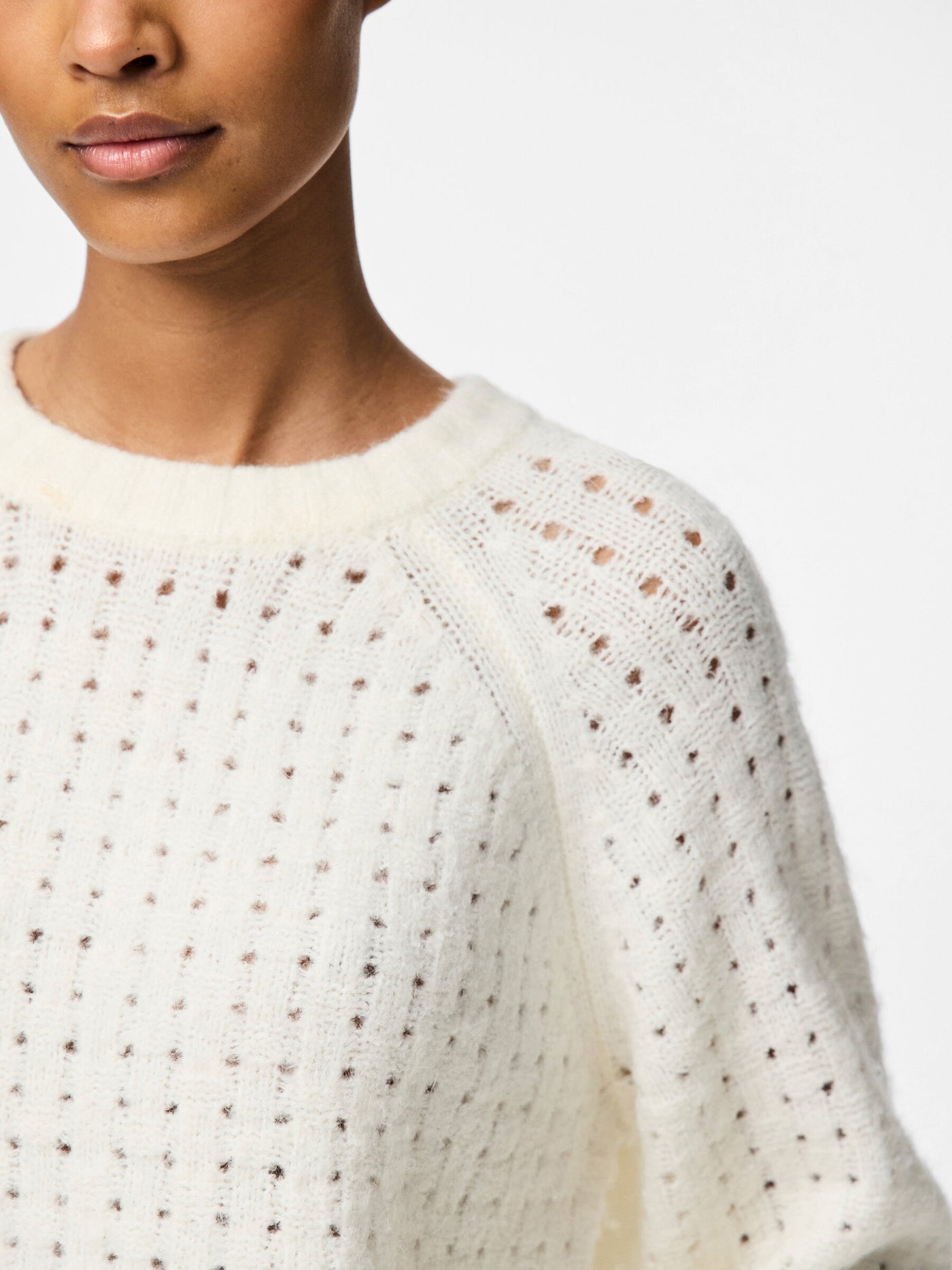 Basket Weave Jumper White