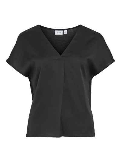 Viellette Satin V neck Black