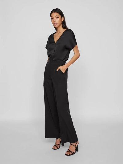 Viellette Satin V neck Black