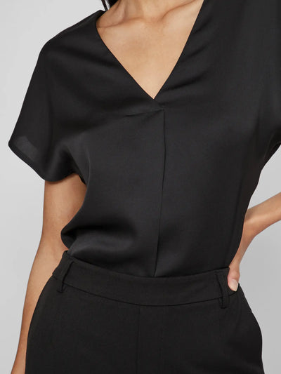 Viellette Satin V neck Black