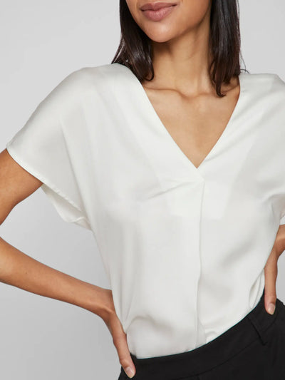 Viellette Satin V neck White