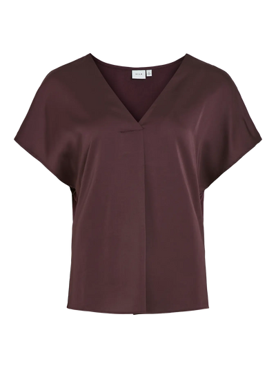 Viellette Satin V Neck Plum