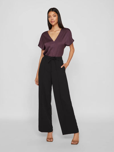 Viellette Satin V Neck Plum