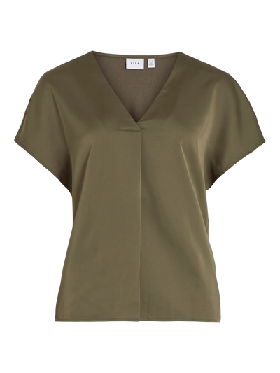 Viellette Satin V neck Olive