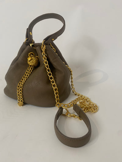 Leather Pouch Bag Brown