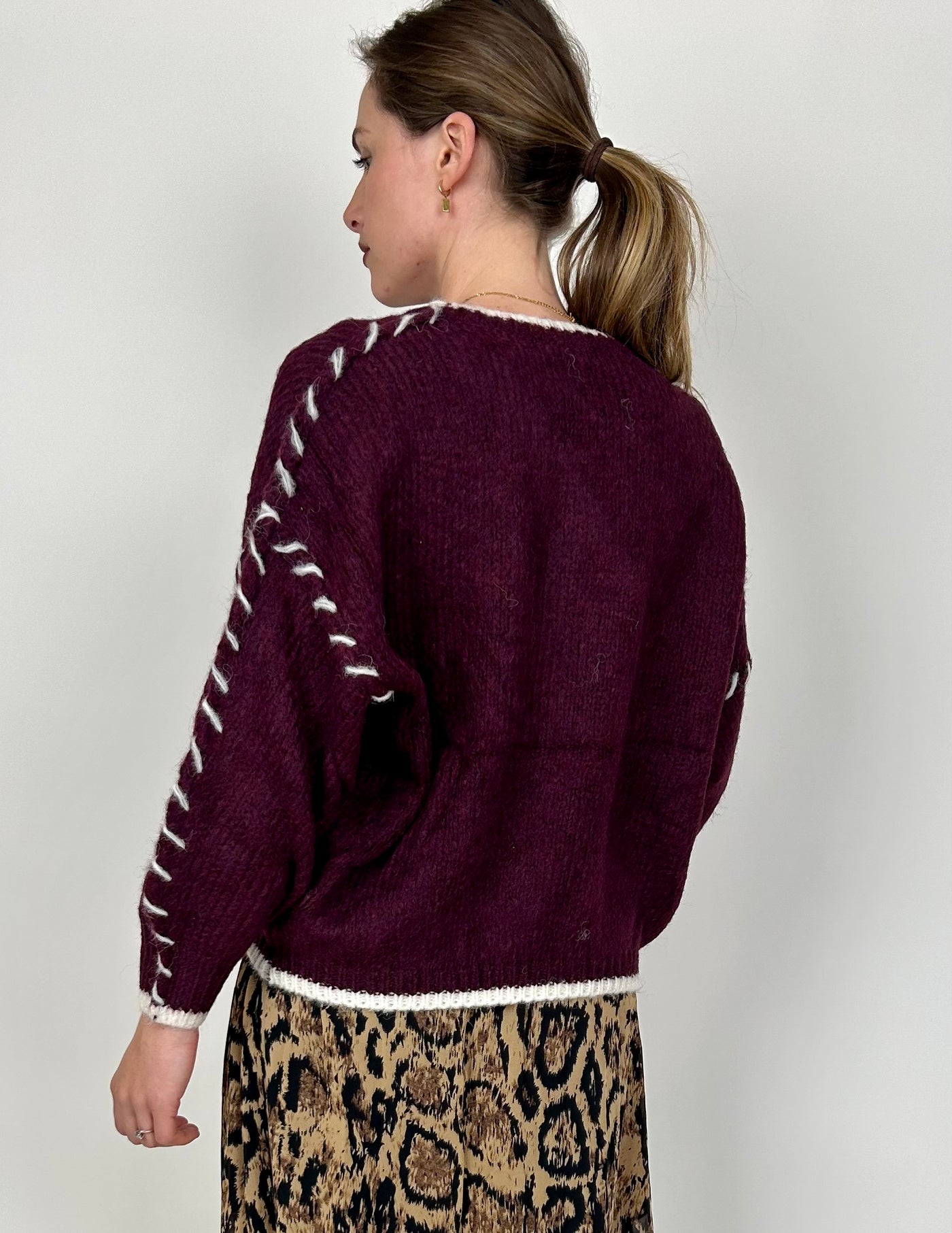 Burgundy Stitch Detail Jumper