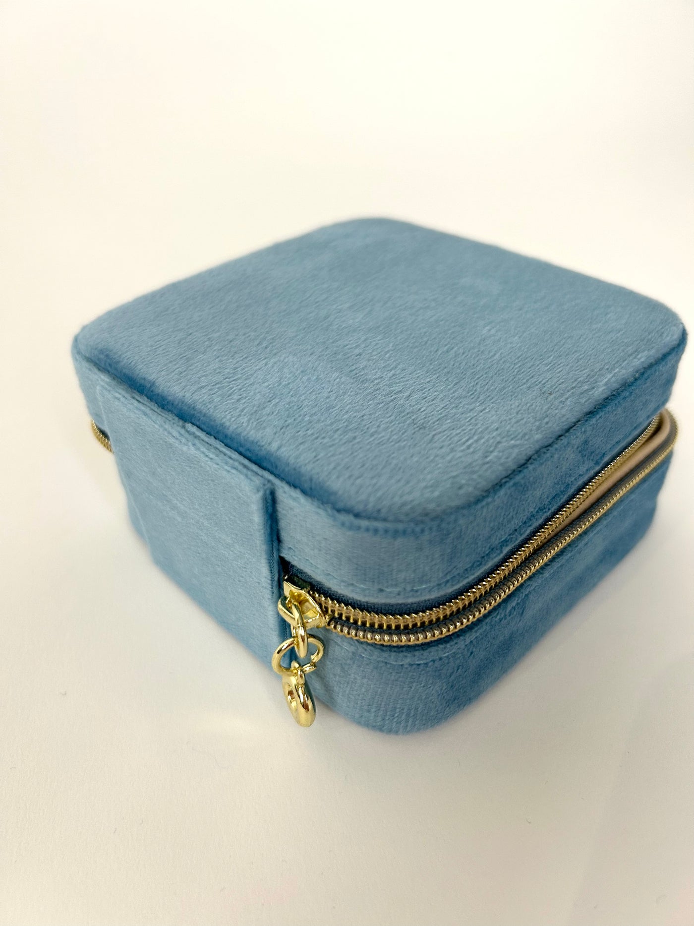 Velvet Jewellery Box Blue Square