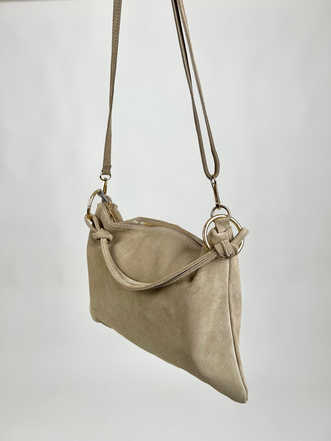 Zip Suede Bag Taupe