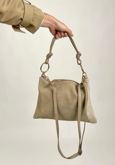 Zip Suede Bag Taupe