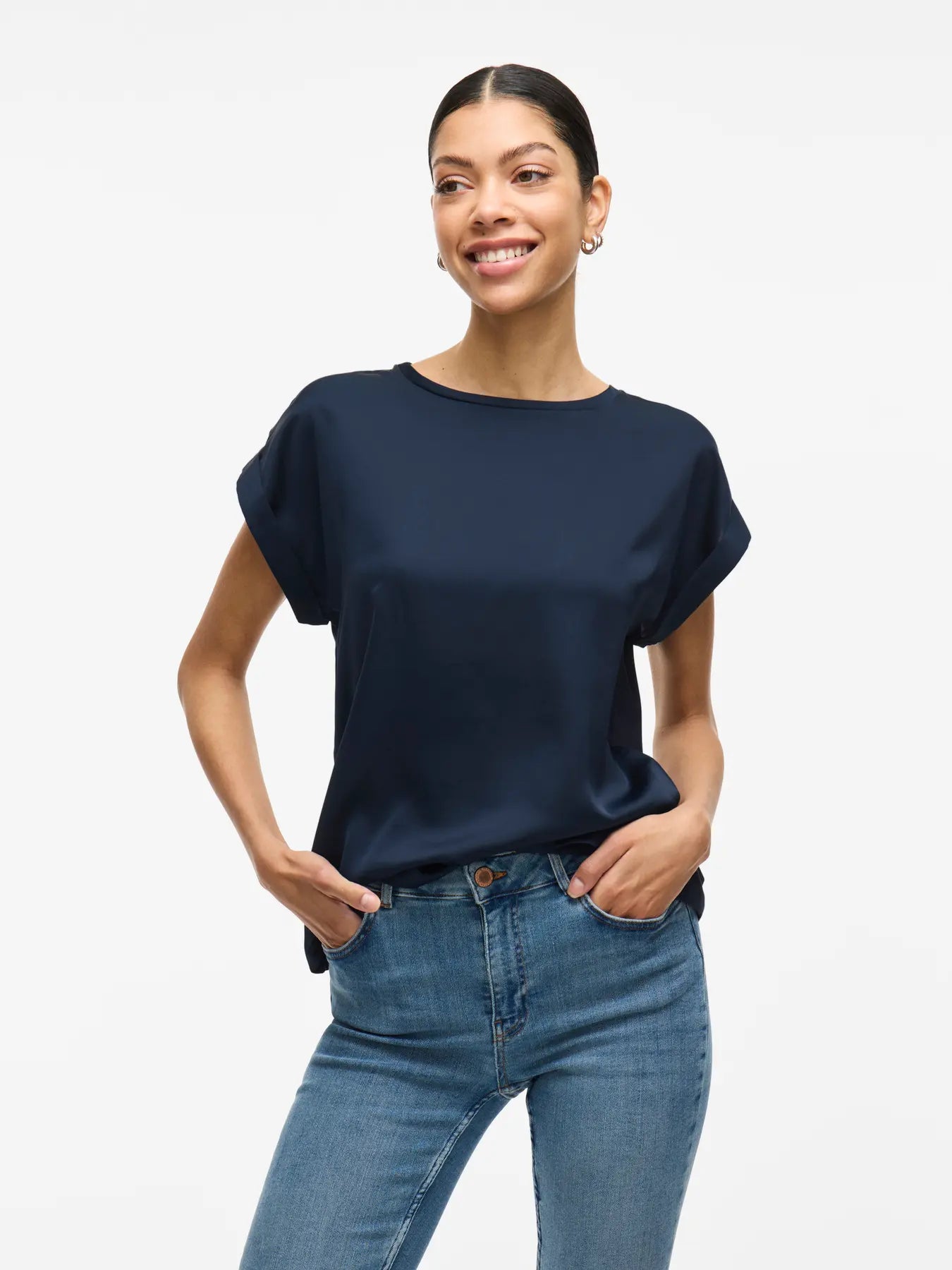 Satin Tee Navy