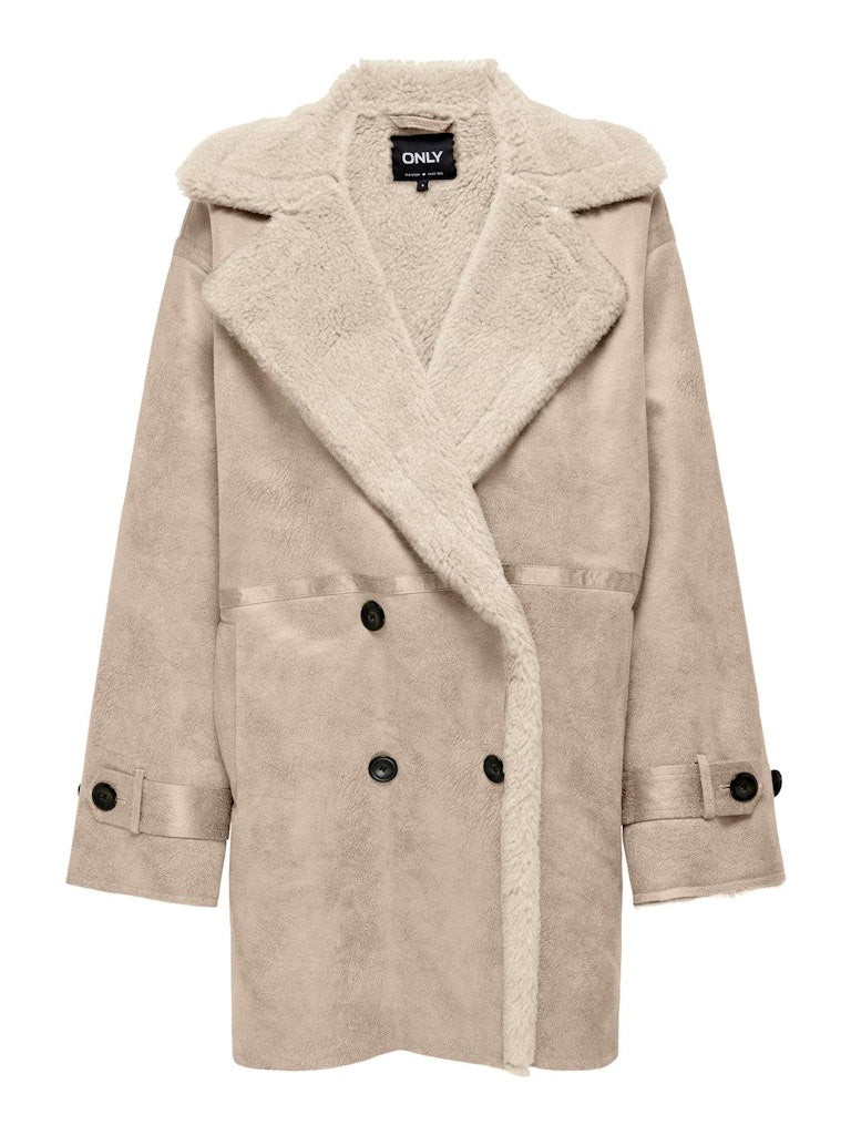 Faux Sheepskin Coat Cream