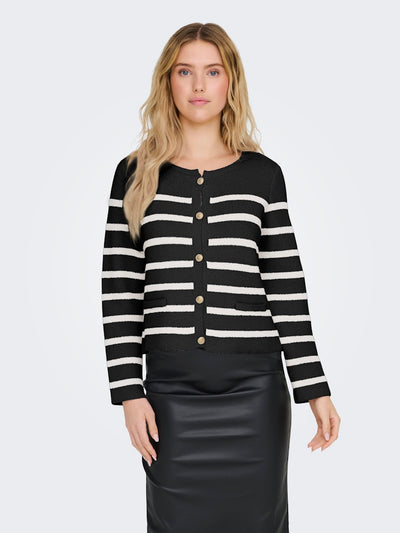 Laura Cotton Stripe Jacket Black