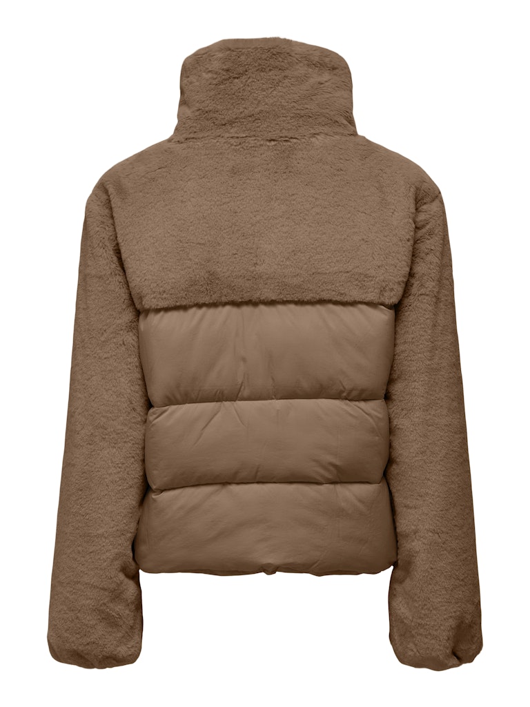 Fur Top Puffer Jacket Taupe