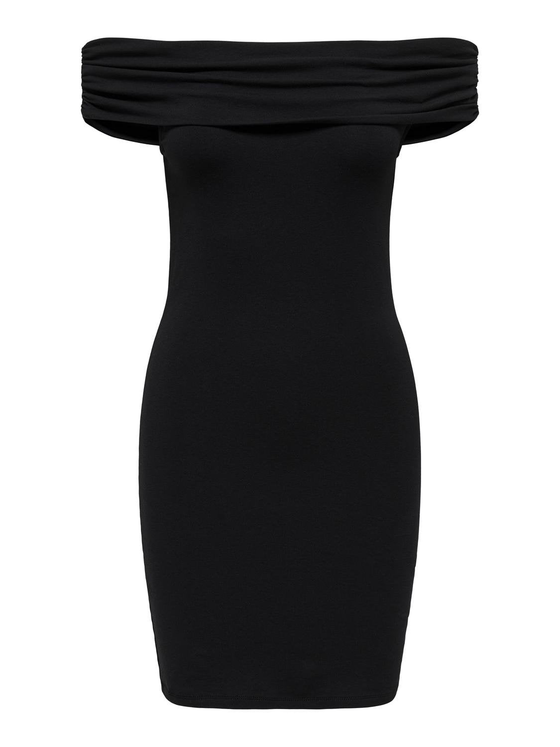 Short Sleeve Bardot Dress Black