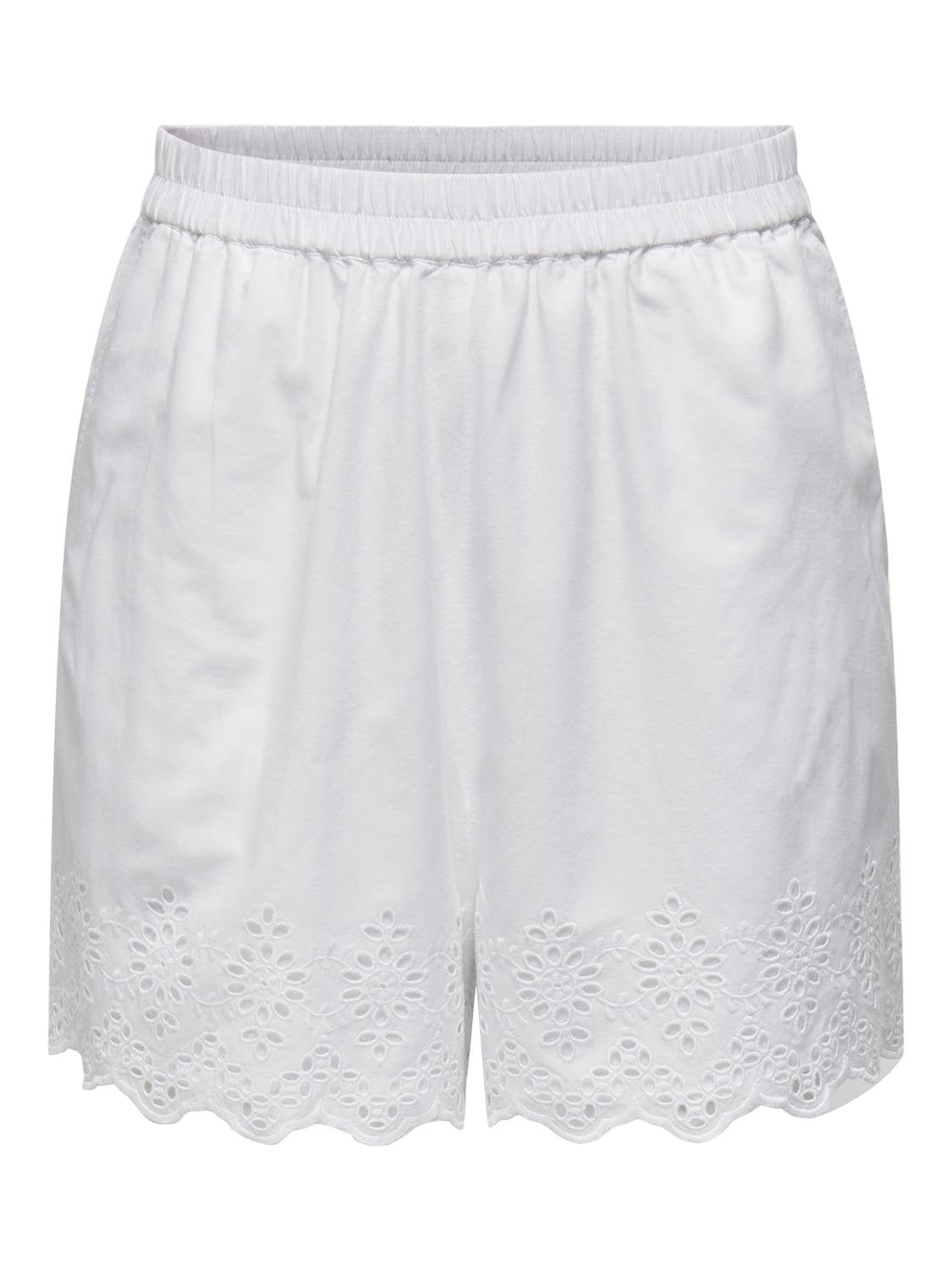 Broiderie Shorts White