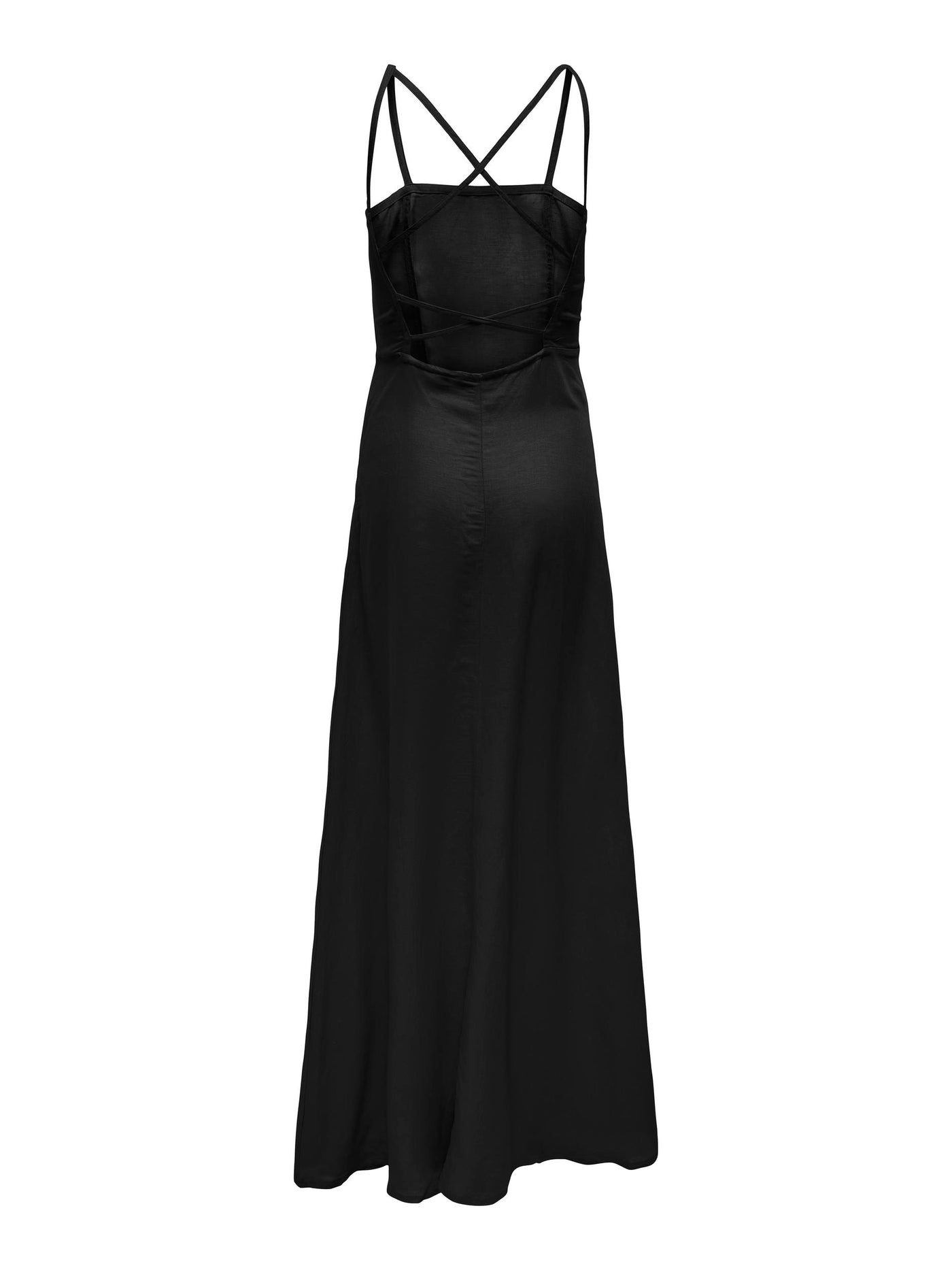 Strap Linen Maxi Dress Black