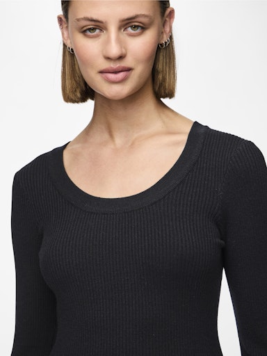 New O-Neck Rib Jumper Black