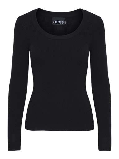 New O-Neck Rib Jumper Black