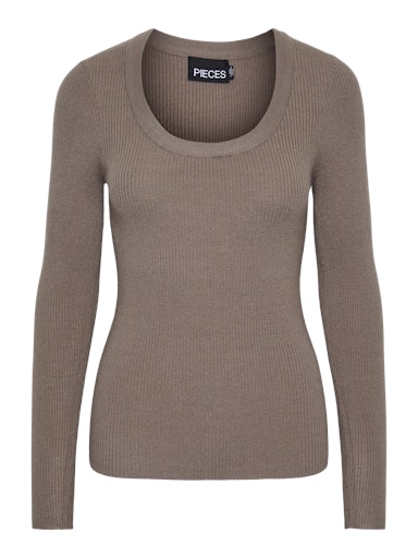 New O-Neck Rib Jumper Fossil