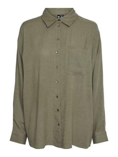 Loose Linen Blouse Khaki