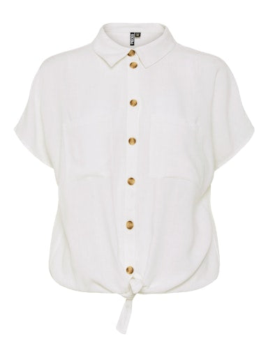 Linen Tie Blouse White