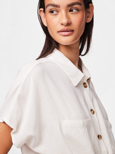 Linen Tie Blouse White