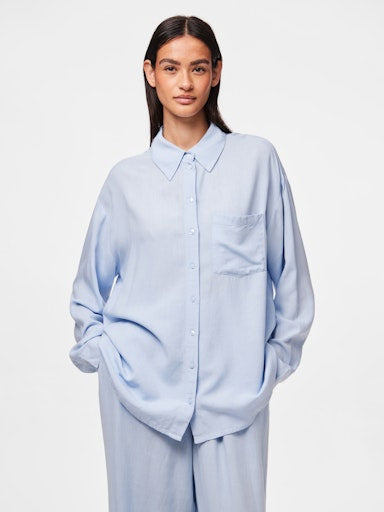 Loose Linen Blouse Sky