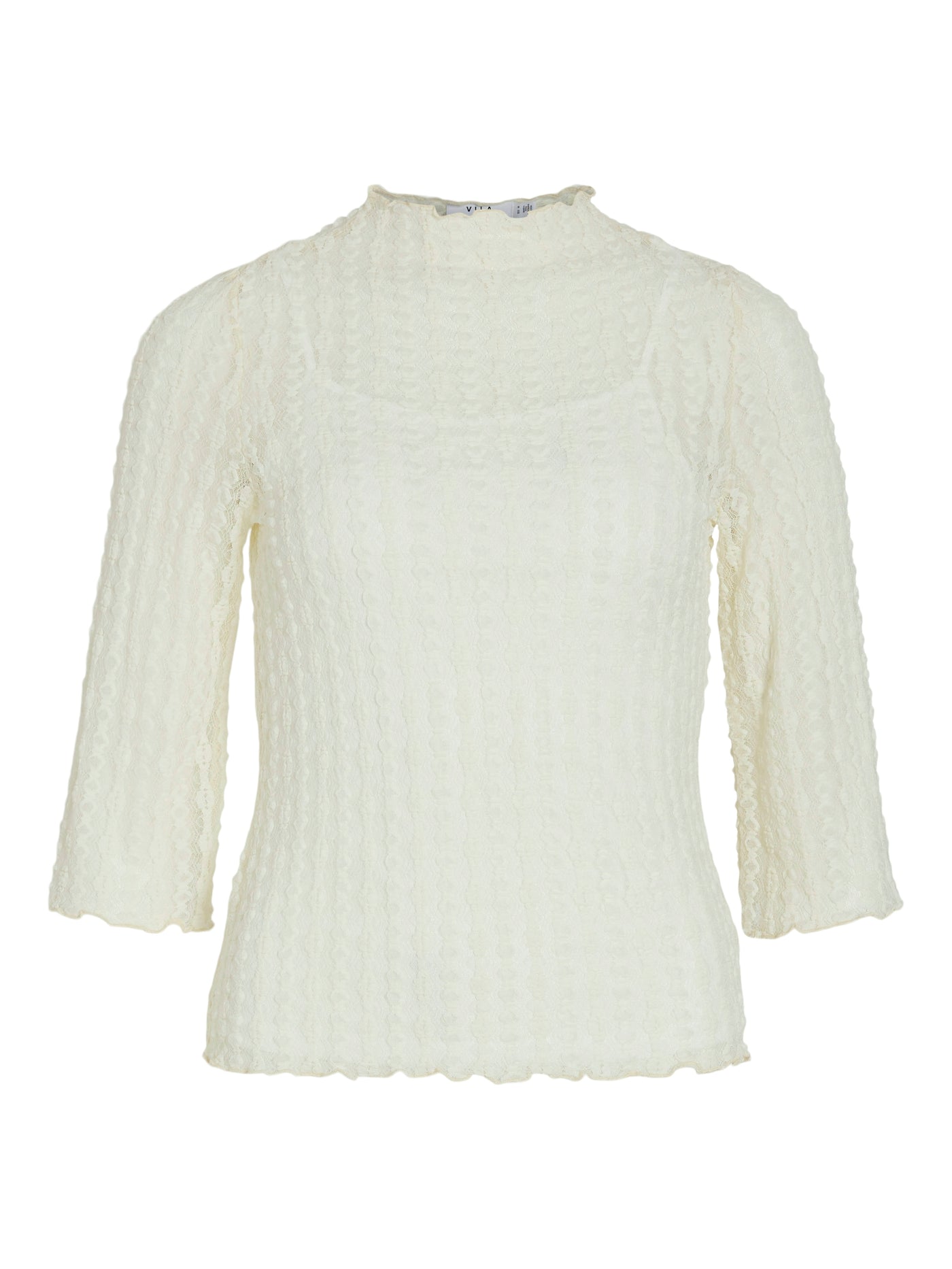 Funnel Neck Lace Top Cream