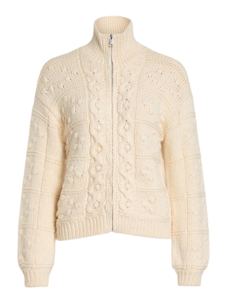 Aran Knit Zip Cardi