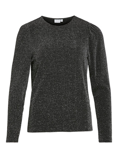 Black Sparkle Crew Neck Top