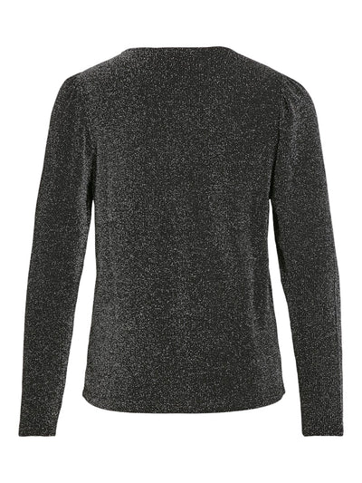 Black Sparkle Crew Neck Top