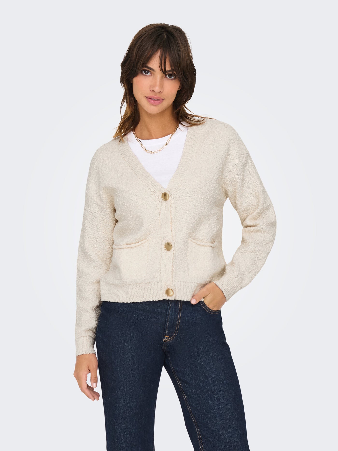 Boucle Knit Jacket Cream