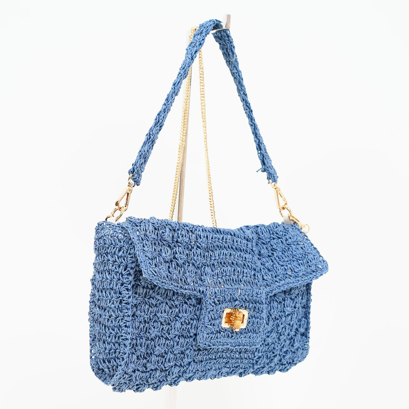 Crochet Baguette Bag Blue