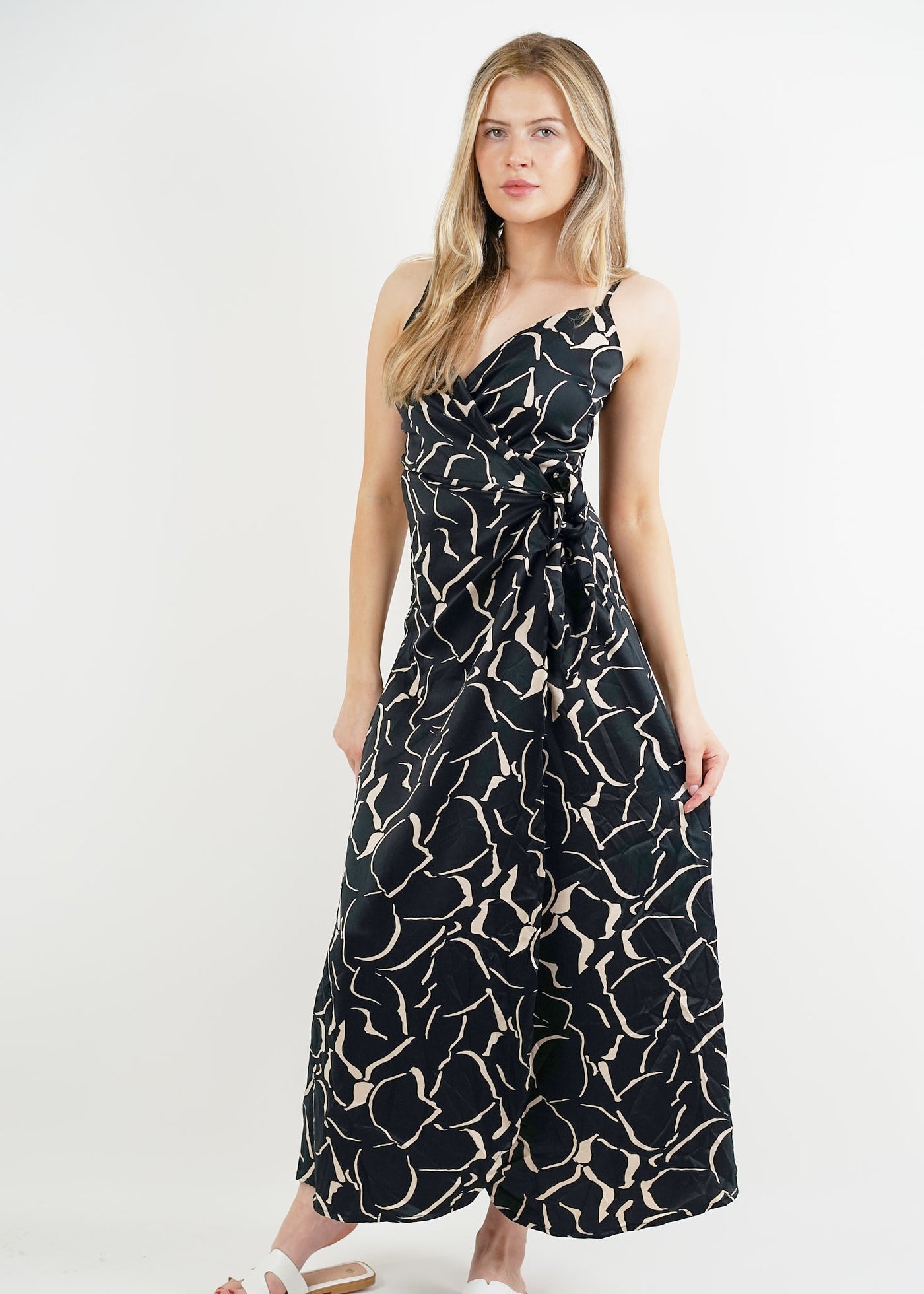 Jane Satin Wrap Dress Print