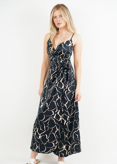 Jane Satin Wrap Dress Print