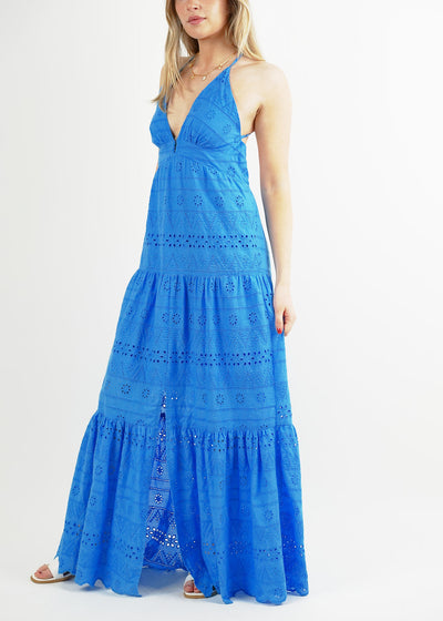 Cobalt Broiderie Maxi Dress