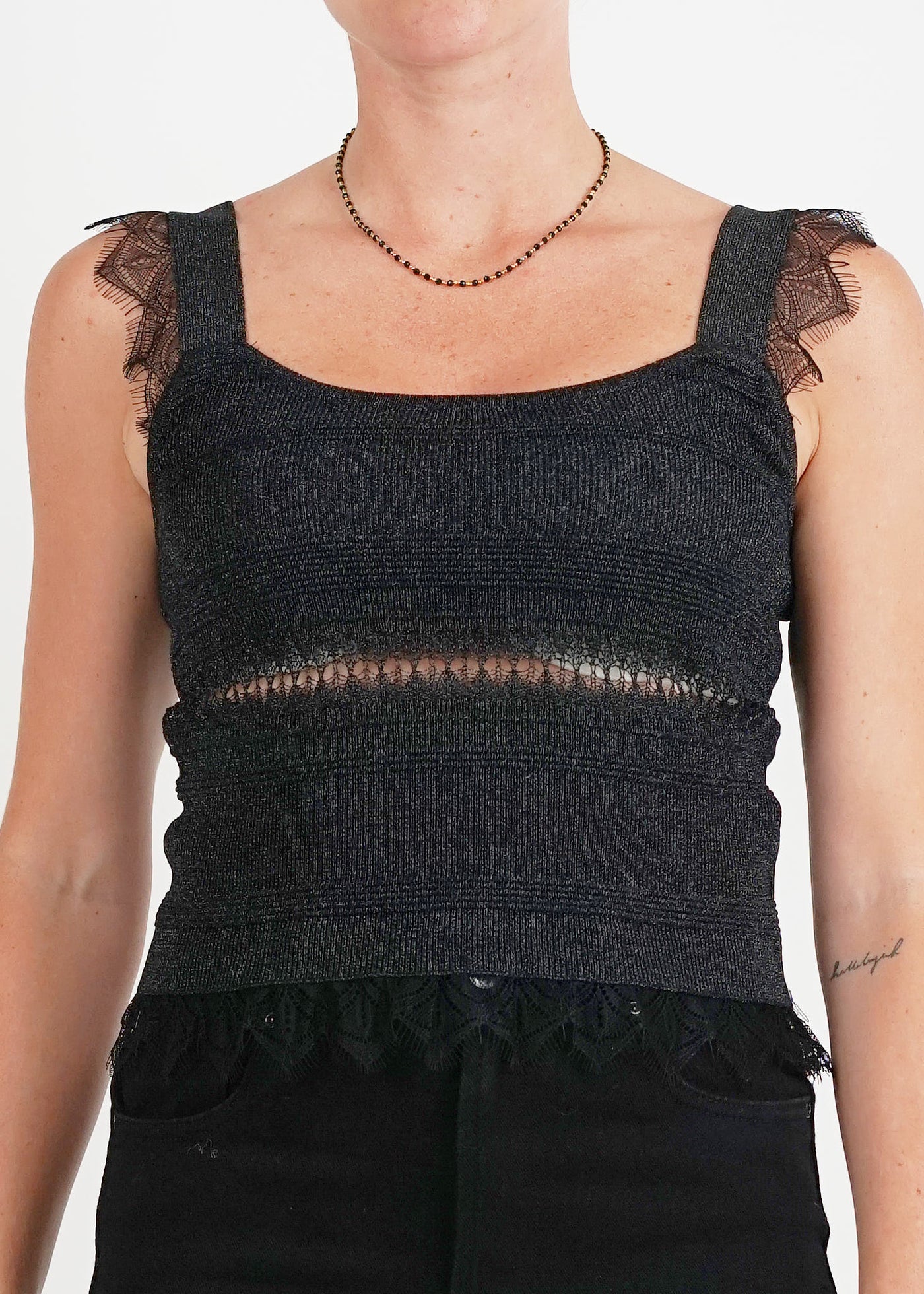 Knit Lace top Black