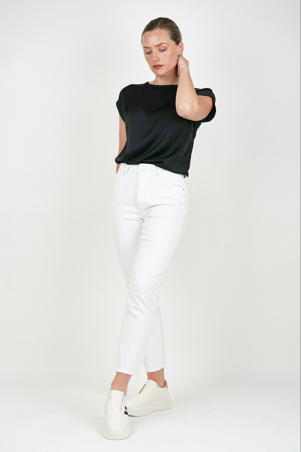 Only Mum Jeans Sewn Edge White